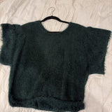 Short Sleeve Eyelash Knit Crop Sweater