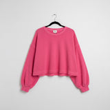 Crop Blouson Faux Sherpa Sweatshirt