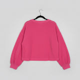 Crop Blouson Faux Sherpa Sweatshirt