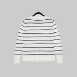 Horizontal Striped V-Neck Lightweight Knit Sweater