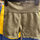 Green Ribbed Athletic Shorts