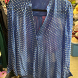 Alice & Olivia Blue Swiss Pattern Blouse Sz SP R