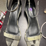 Striped Ankle Strap Sandals
