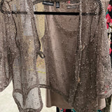 Nina Leonard Sheer Sparkly Cardigan