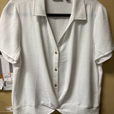 IMAN Women's White Short Sleeve Button-Up Shirt