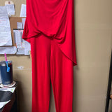 Red Draped Top and Pants Set