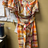 Trina Turk Off-the-Shoulder Plaid Dress