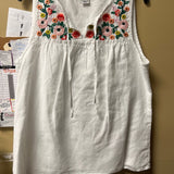 J.Crew White Floral Embroidered Top