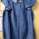 Mercantile Denim Flutter Sleeve Top