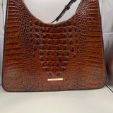 Brahmin Crocodile-Patterned Brown Handbag