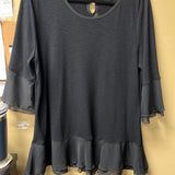 Women's Black Ruffle Hem Top