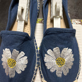 Blue Floral Embroidered Espadrilles