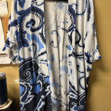 Blue and Gray Printed Cardigan