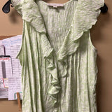 LOFT Green Ruffled Sleeveless Top
