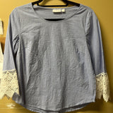 Women's Striped Top with Lace Sleeves