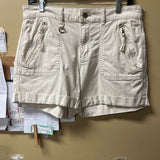 Beige High-Waisted Shorts with Zipper Pockets