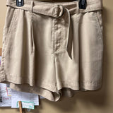 Beige Casual Shorts with Belt