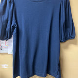 Navy Blue Puff Sleeve Top
