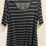Larry Levine Black and White Striped Top with Lace