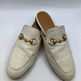 Gucci White Slip-On Mules with Gold Accents