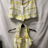 Yellow Plaid Crop Top and Shorts Set