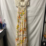 Floral Maxi Dress with Crocheted Neckline