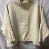 Cream Cozy Sweater with Ribbed Sleeves