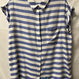 Blue and White Striped Short Sleeve Shirt