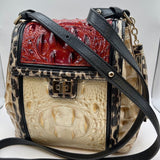 Stylish Multicolored Handbag with Crocodile Detail