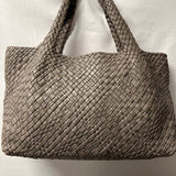 Falor Genuine Leather Woven Tote Bag