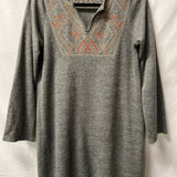 Embroidered Gray Long Sleeve Tunic