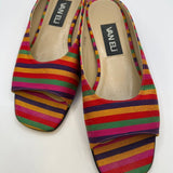 Multicolored Striped Slide Sandals