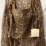 Lan Ting Lace Overlay Brown Top
