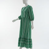 Mary Square Green Patterned Dress