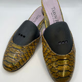 Taryn Rose Yellow Faux Crocodile Mules