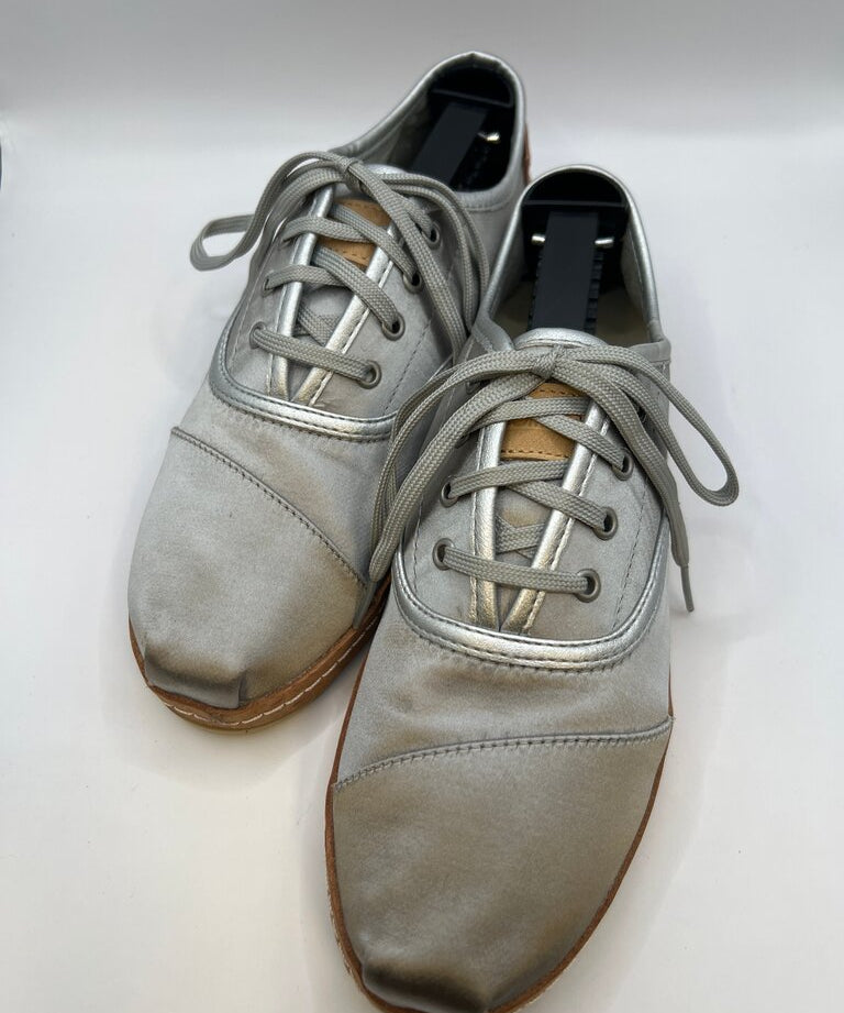Toms Silver Lace-Up Shoes with Polka Dot Design