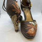 J Vincent Brown Embroidered High Heel Shoes