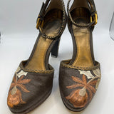 J Vincent Brown Embroidered High Heel Shoes