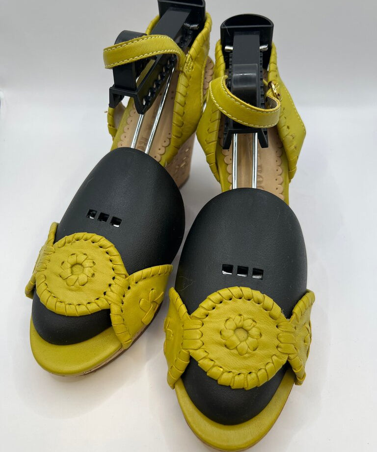 Jack Rogers Yellow and Black Wedged Sandals