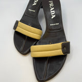 Prada Yellow and Black Heeled Sandals