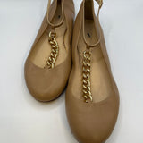 J Crew Tan Flat Shoes with Chain Detail