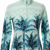 SanSoleil Long Sleeve Zip Top with Palm Print