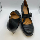 Nurture Black Leather High Heels with Strap
