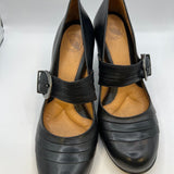 Nurture Black Leather High Heels with Strap