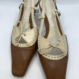 Amafli Brown and Cream Slingback Heels