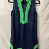 Navy and Green Sleeveless Tunic Dress
