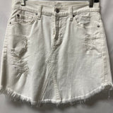White Distressed Denim Skirt