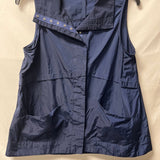 Navy Blue Sleeveless Button-Up Top