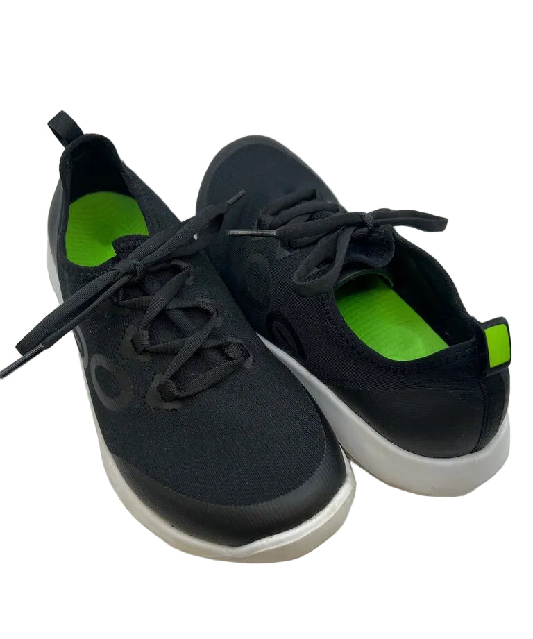 Oofos. Black Athletic Sneakers with Green Insoles
