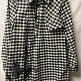 Women's Black and White Checkered Long Sleeve Shirt